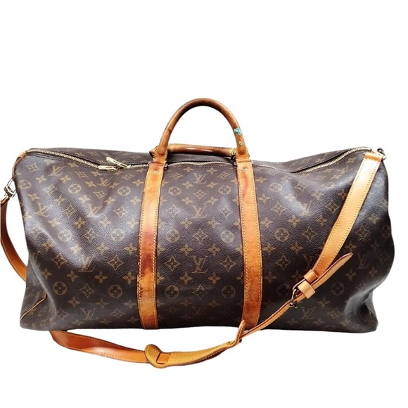Vintage Authentic Louis Vuitton Brown Monogram Duffel Bag with Vachetta Leather - Picture 2 of 9